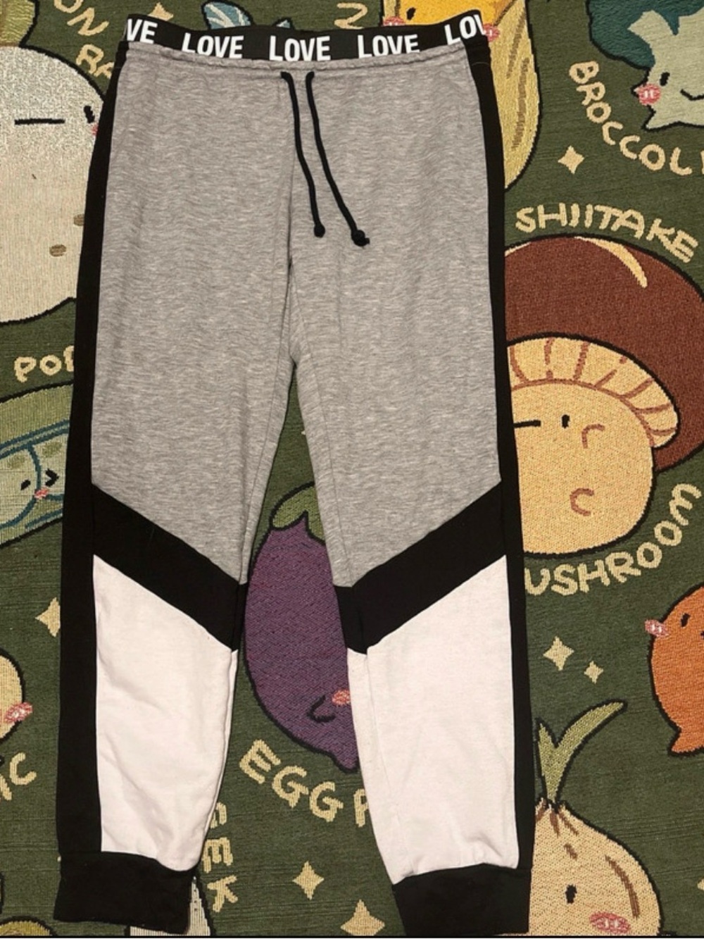 2 No Boundaries Black & White Colorblock Joggers with LOVE Waistband